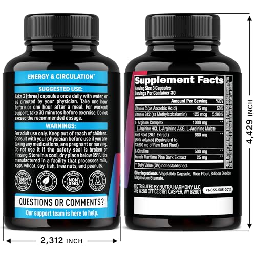 NUTRAHARMONY Nitric Oxide Booster capsules prepared to support endurance.