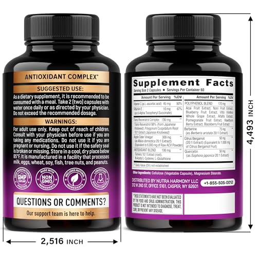 NutraHarmony 19in1 panel highlighting polyphenol blend for immune and heart support.