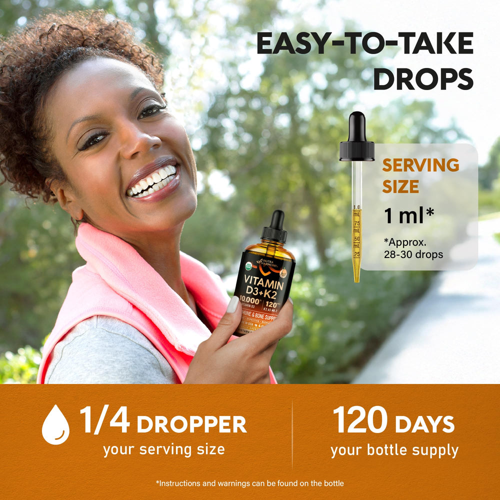 NUTRAHARMONY drops offer sugar-free orange flavor for pleasant daily use.