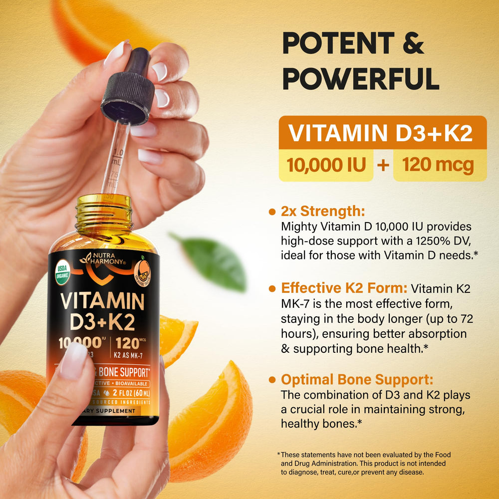 NutraHarmony sugar-free orange flavor liquid supplement for daily use.