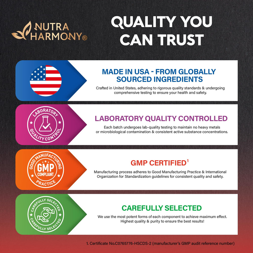 NUTRAHARMONY Tongkat Ali USA-made quality stamp on packaging