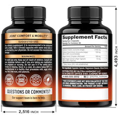 NUTRAHARMONY capsules with turmeric, ginger, and black pepper for absorption.