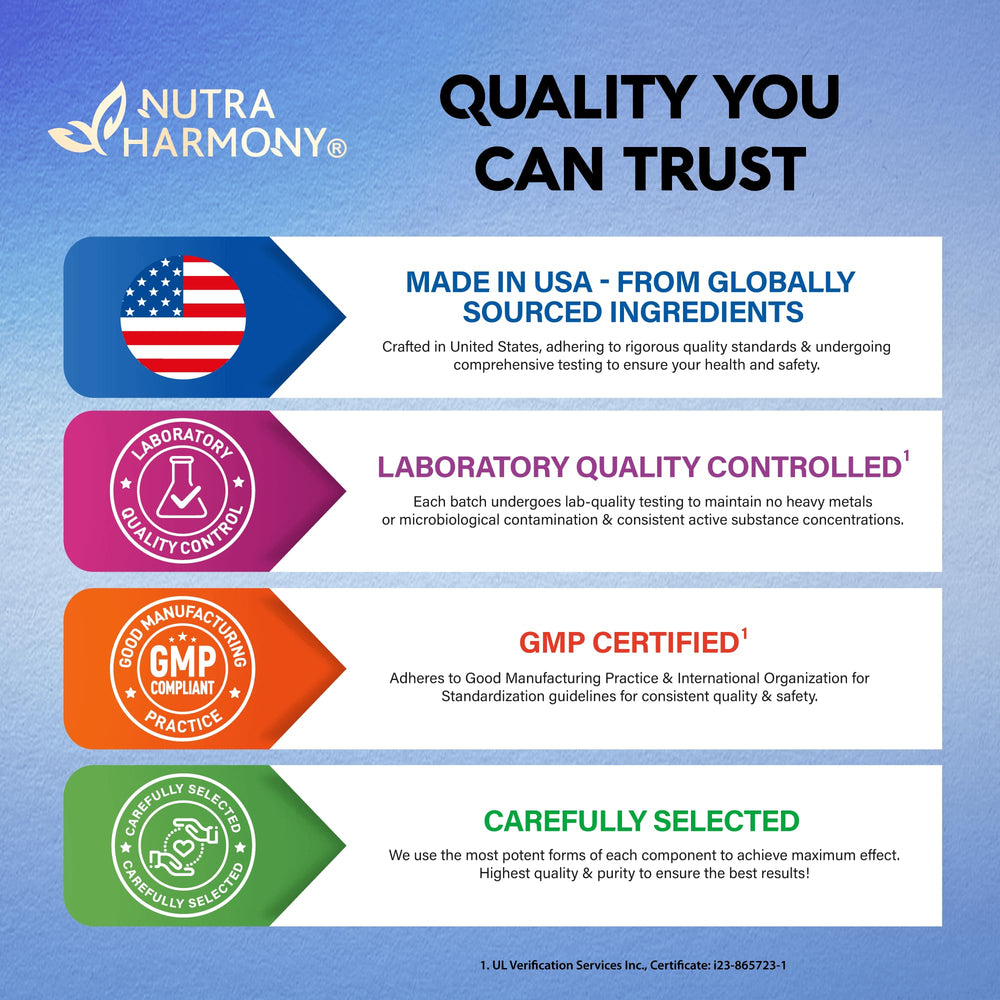 NUTRAHARMONY USA-made facility ensures quality and safety.