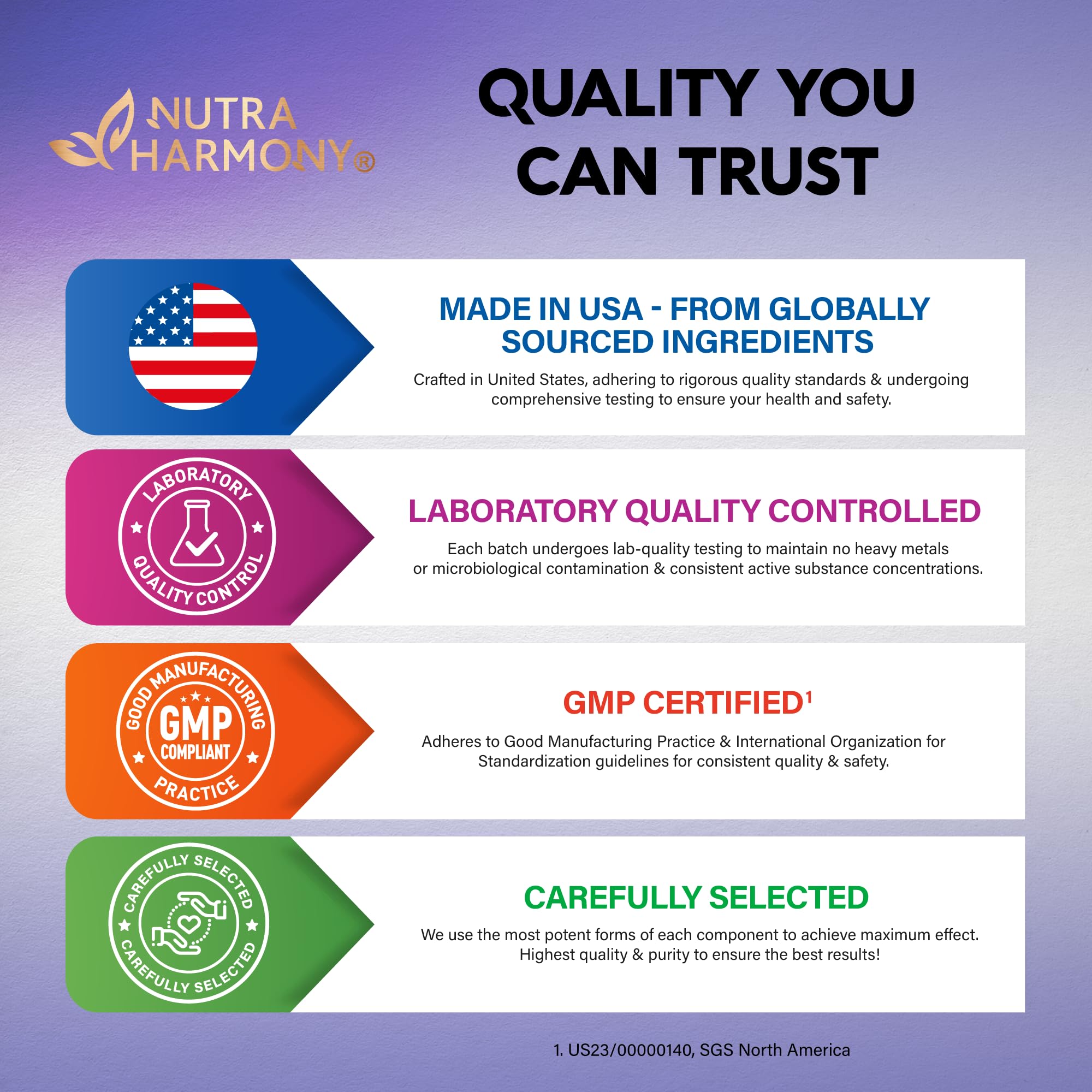 NutraHarmony vegan-non-gmo pack label suggests plant-based lifestyle compatibility