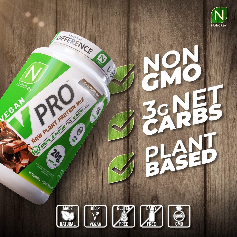 NutraKey V-Pro plant protein ingredients highlight organic blend.
