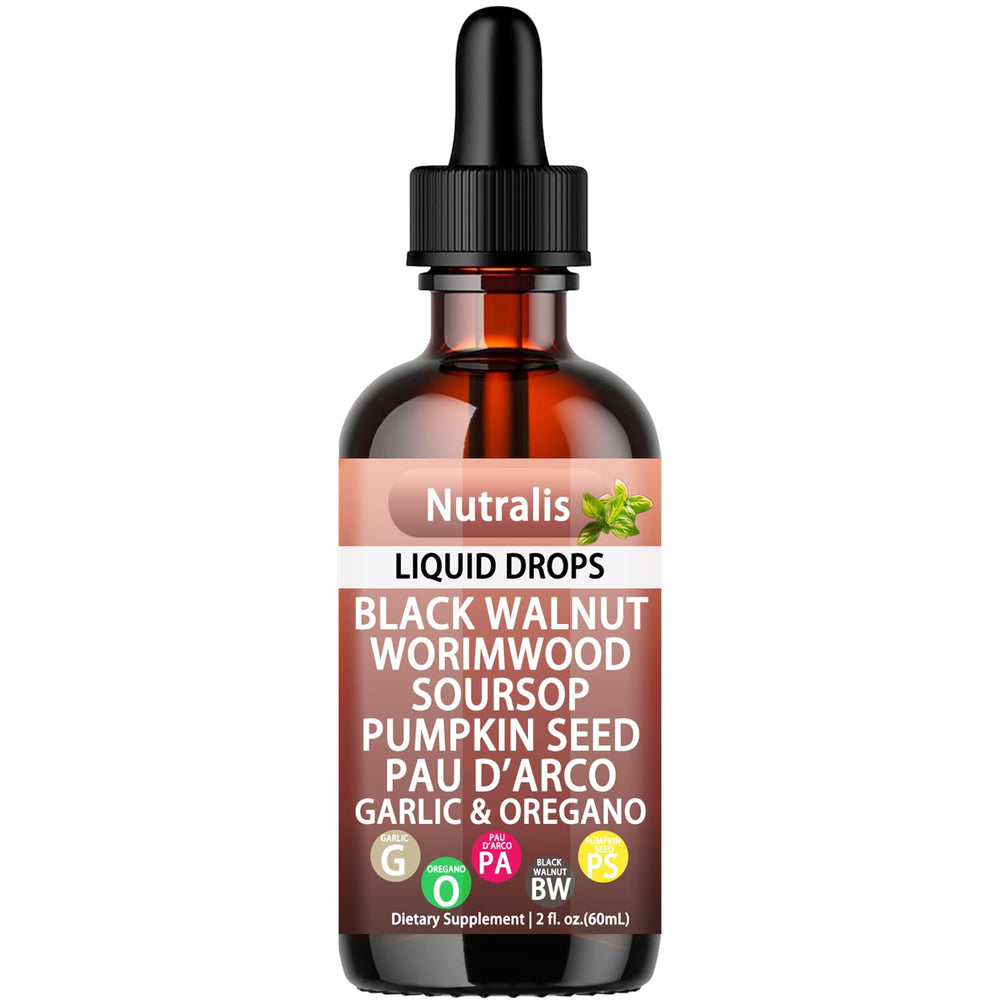 Nutralis Black Walnut Wormwood Drops bottle, supporting daily gut balance