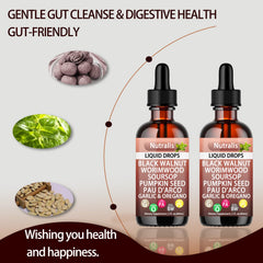 Nutralis label close-up highlighting natural ingredients that support gut health
