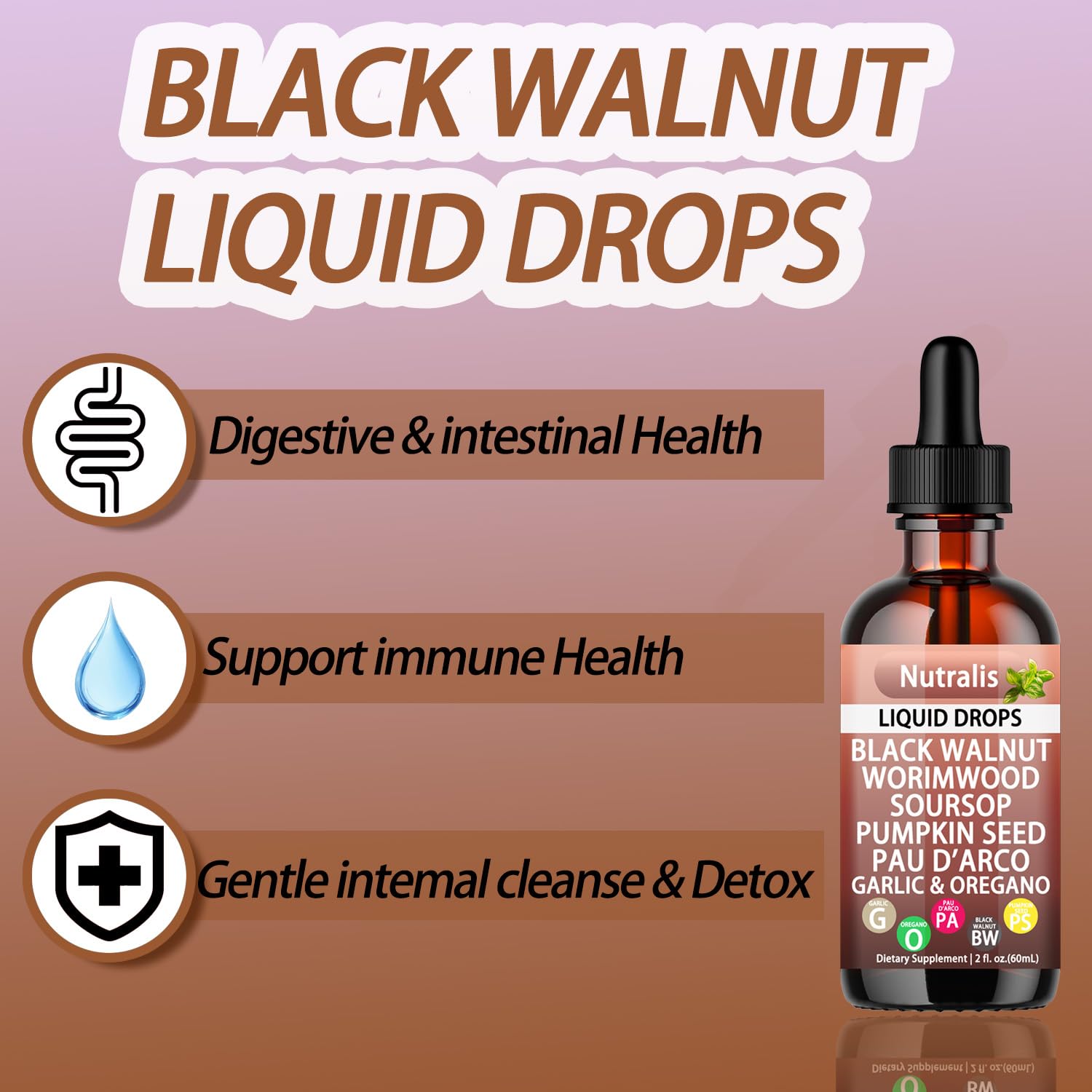 Nutralis daily-use setup shows simple two-mL dose with water