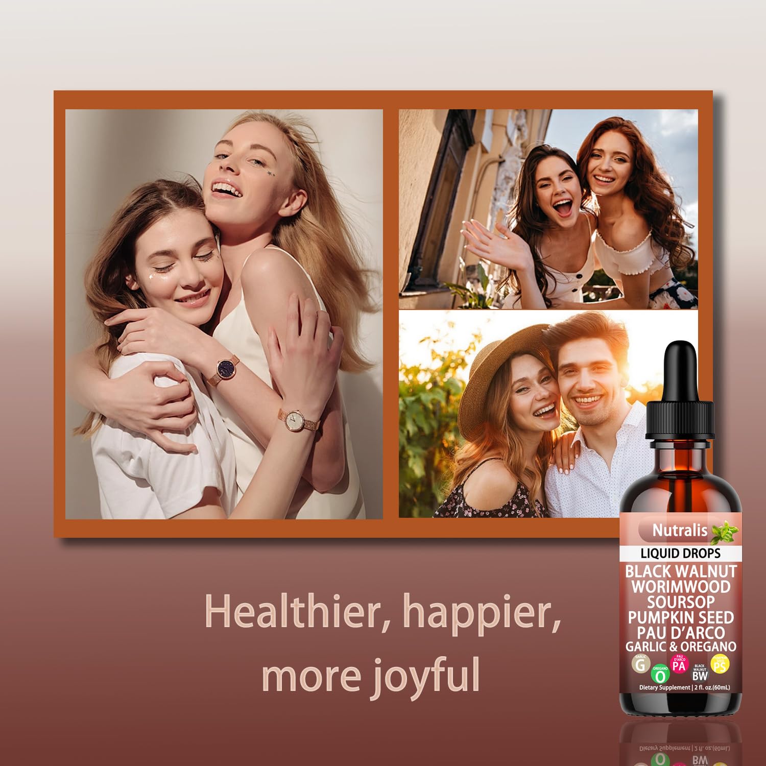 Nutralis ingredients scene highlighting black walnut, wormwood, oregano and more