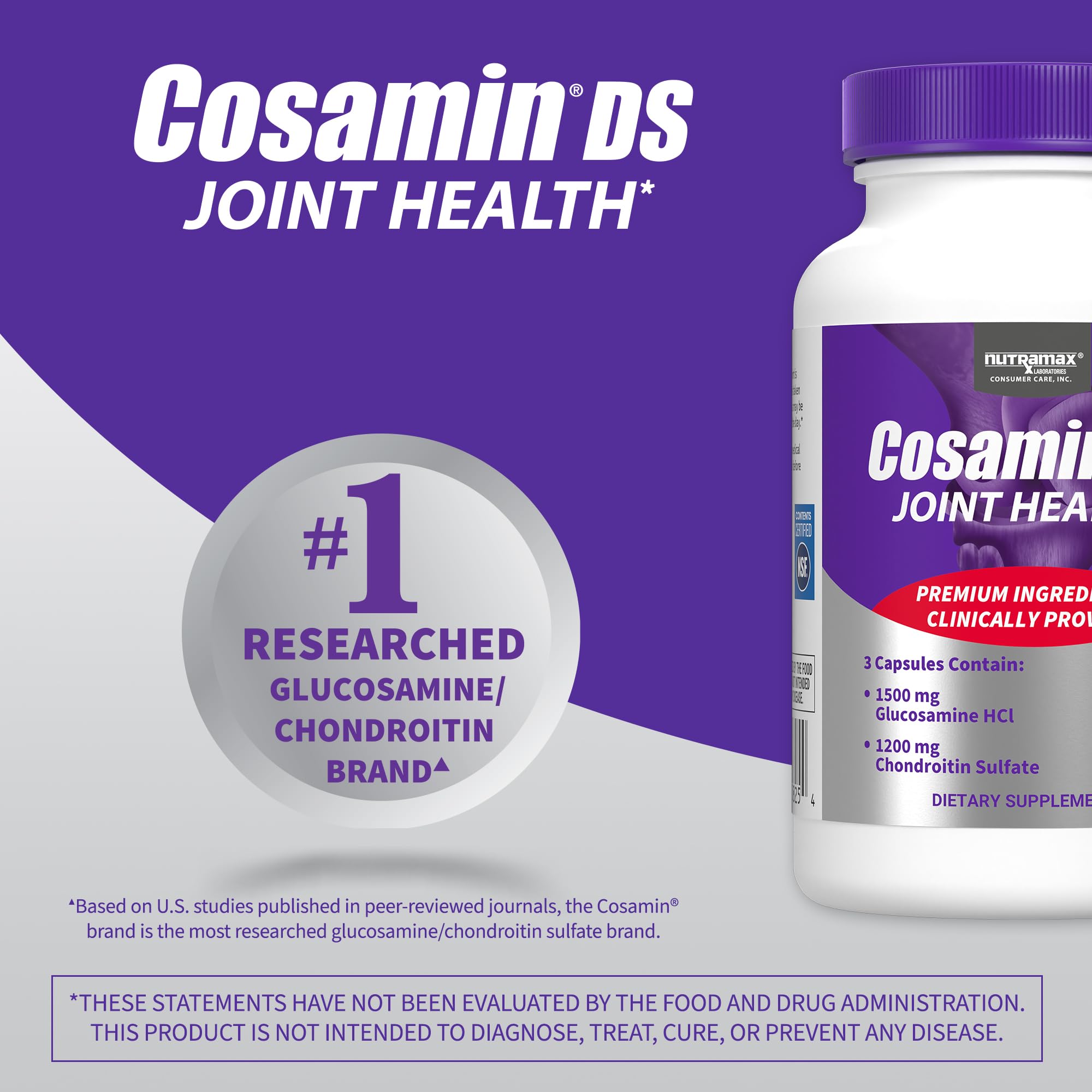 Nutramax Cosamin DS daily-dosing image shows simple routine for ongoing support.