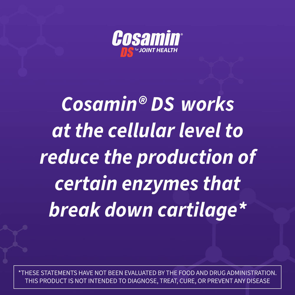 Nutramax Cosamin DS dosing guide illustration communicates the 180 capsules.