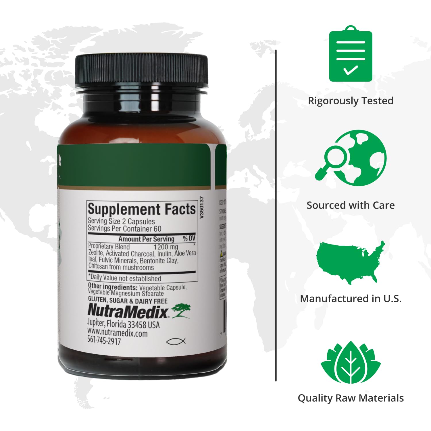 NutraMedix Binder Plus capsules close-up for antioxidant support.