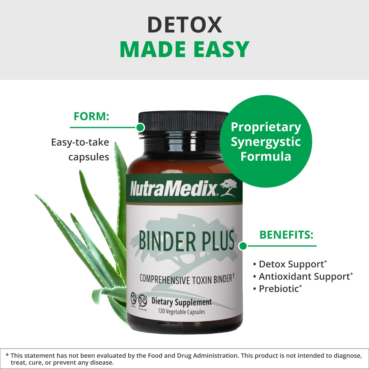 NutraMedix Binder Plus packaging shown for daily wellness use.