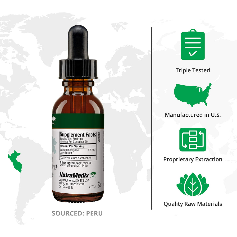 NutraMedix Immune dropper pouring liquid into a glass for easy daily use.