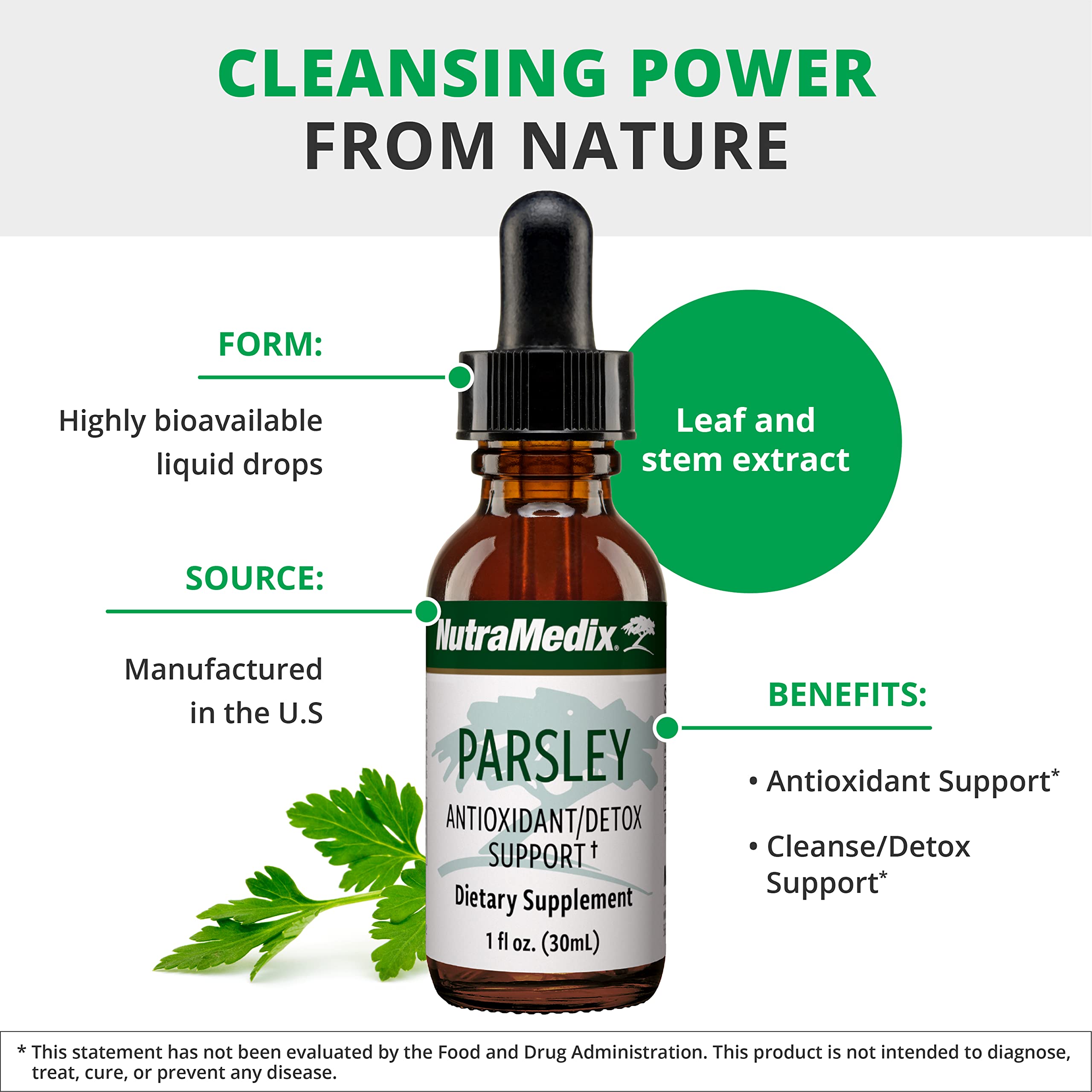 Fresh parsley leaves close-up representing NutraMedix parsley extract's natural detox potential.