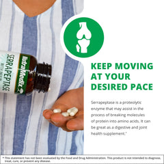 NutraMedix Serrapeptase label front highlights ingredients and dairy-free formula.