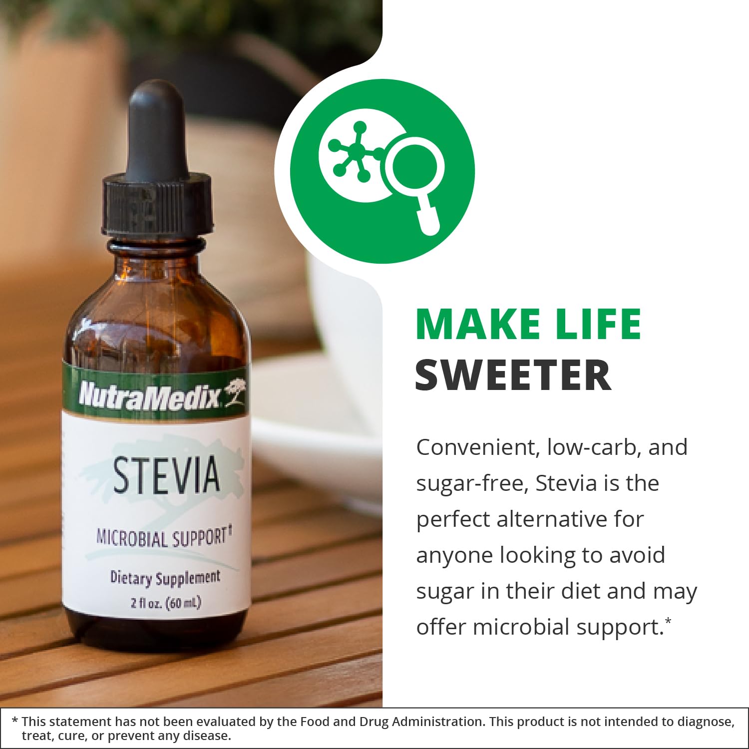 Stevia liquid drops stirred into coffee for low-carb sweetness