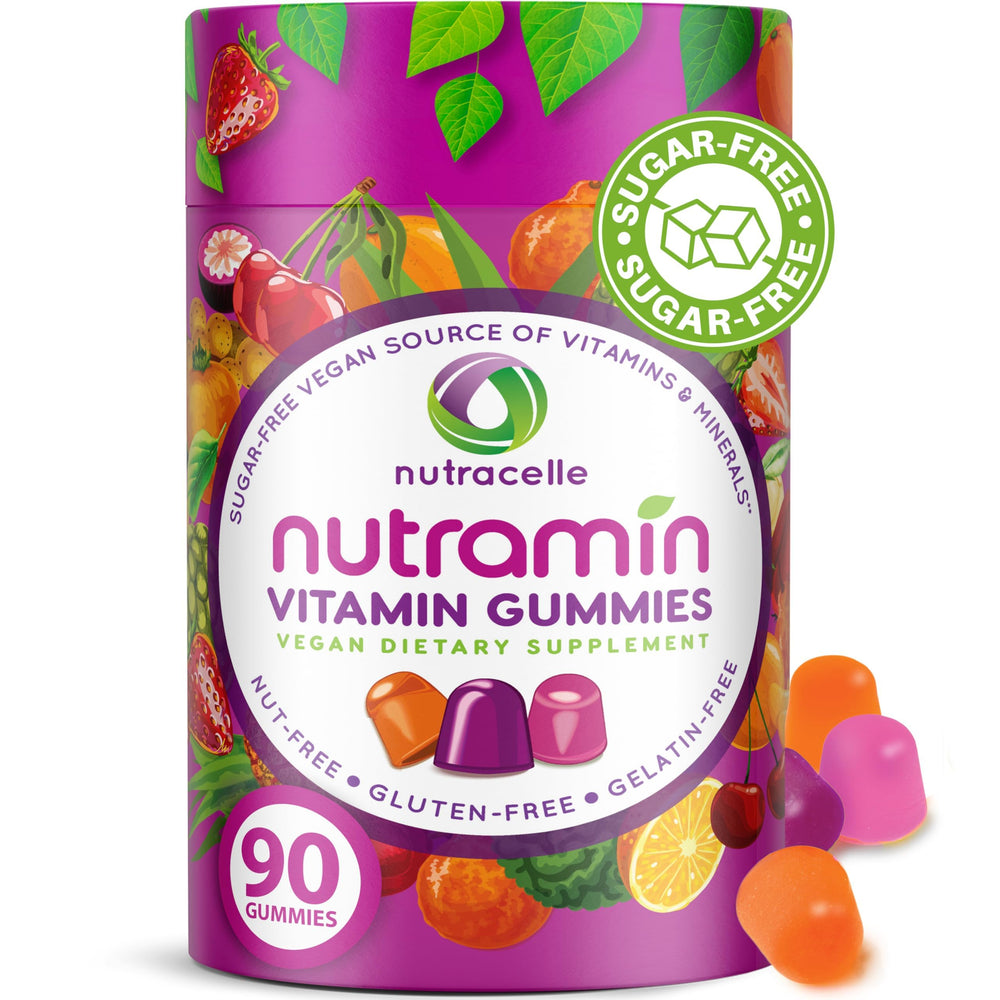 Nutramin daily gummy bottle on counter for immune support