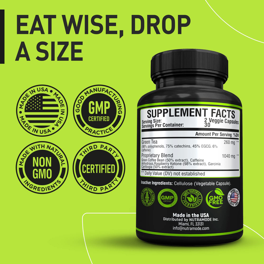 NUTRAMODE diet pill packaging conveys a clean, non-GMO formula.