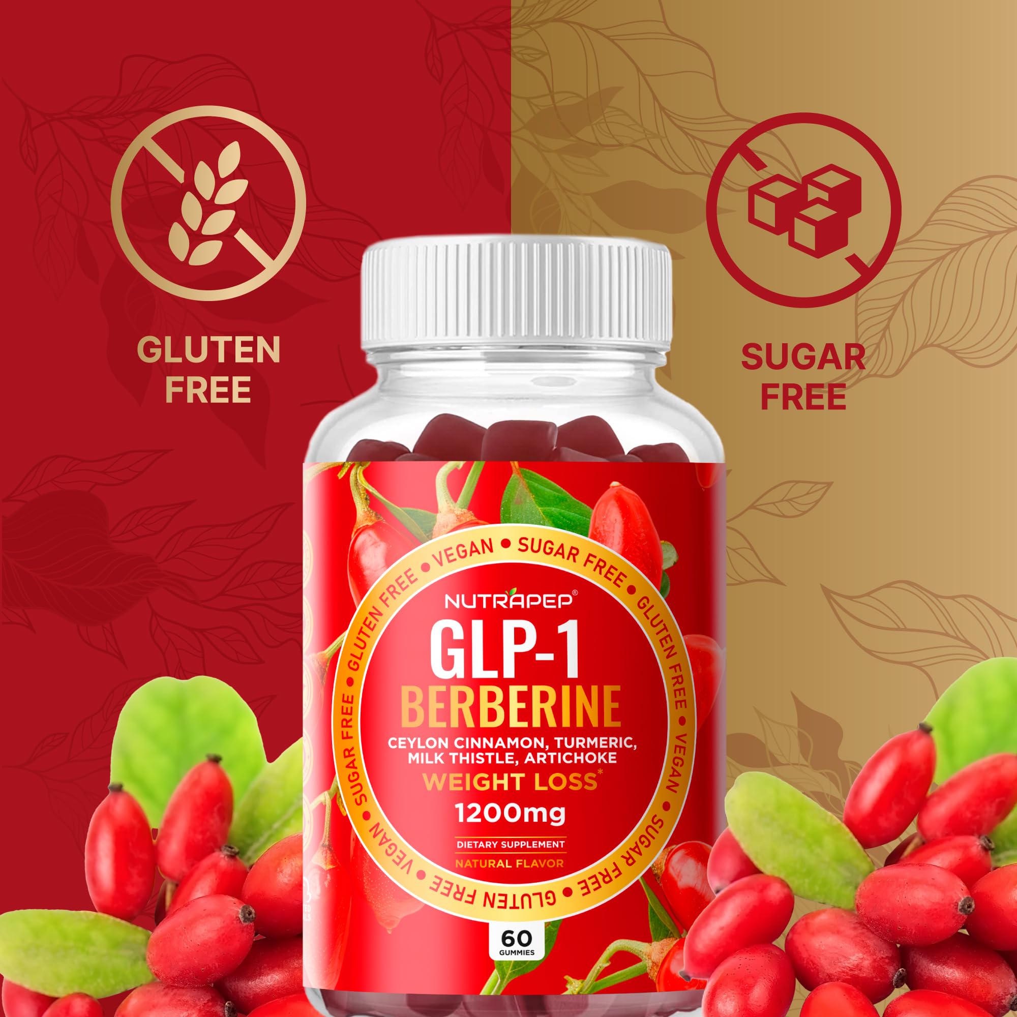 NutraPep Berberine gummies packaging box conveys premium quality.