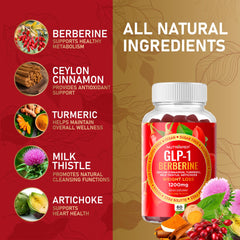 NutraPep Berberine gummies serving illustrates daily intake.