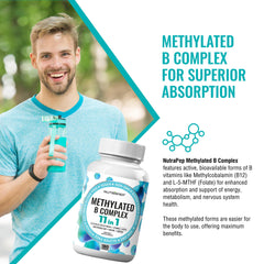 NutraPep Methylated B Complex bottle-pour captures convenient daily capsule intake.