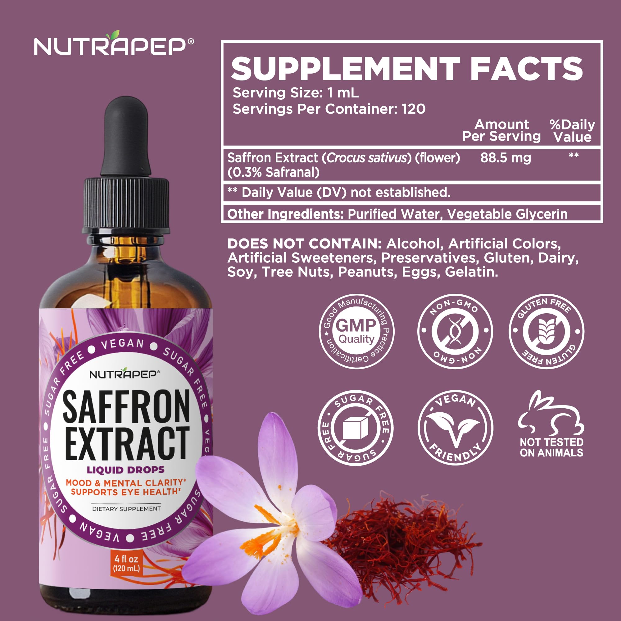 NutraPep Saffron Extract Drops in a smoothie for daily habit.