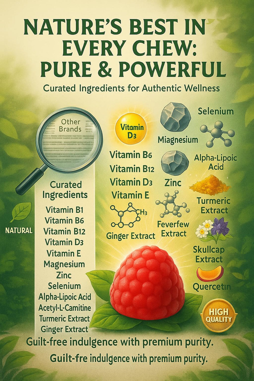 NutraPerfecto gummy close-up shows chewy texture and vitamin-rich formula for daily use.