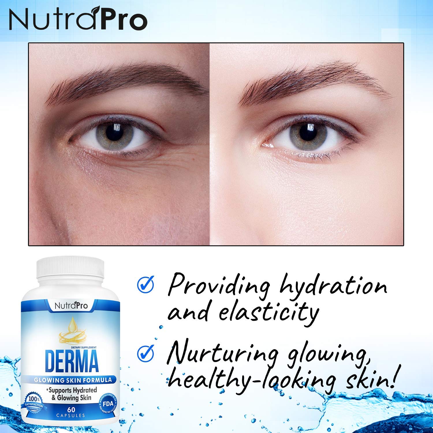 NutraPro Dermal Repair capsules close-up highlighting easy daily intake for skin vitality.