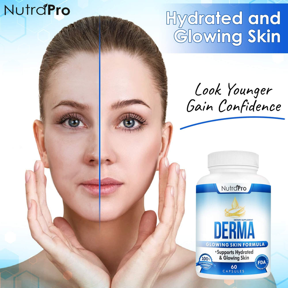 Pouring NutraPro Dermal Repair Complex suggesting a simple daily routine for glow.