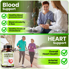 NutraPro Heart Health bottle label reveals hibiscus and hawthorn blend for cardiovascular-friendly ingredients.
