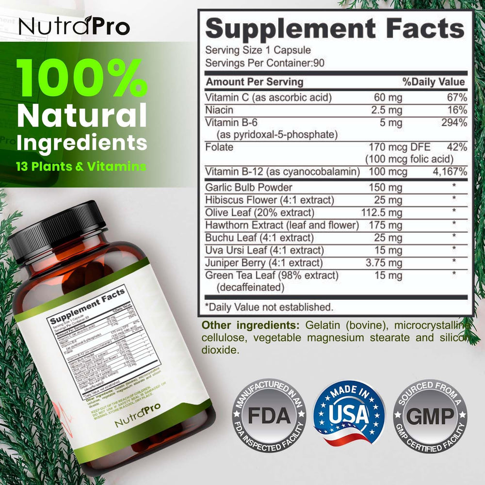 NutraPro Heart Health pills closeup highlights non-GMO, USA-made quality you can trust.