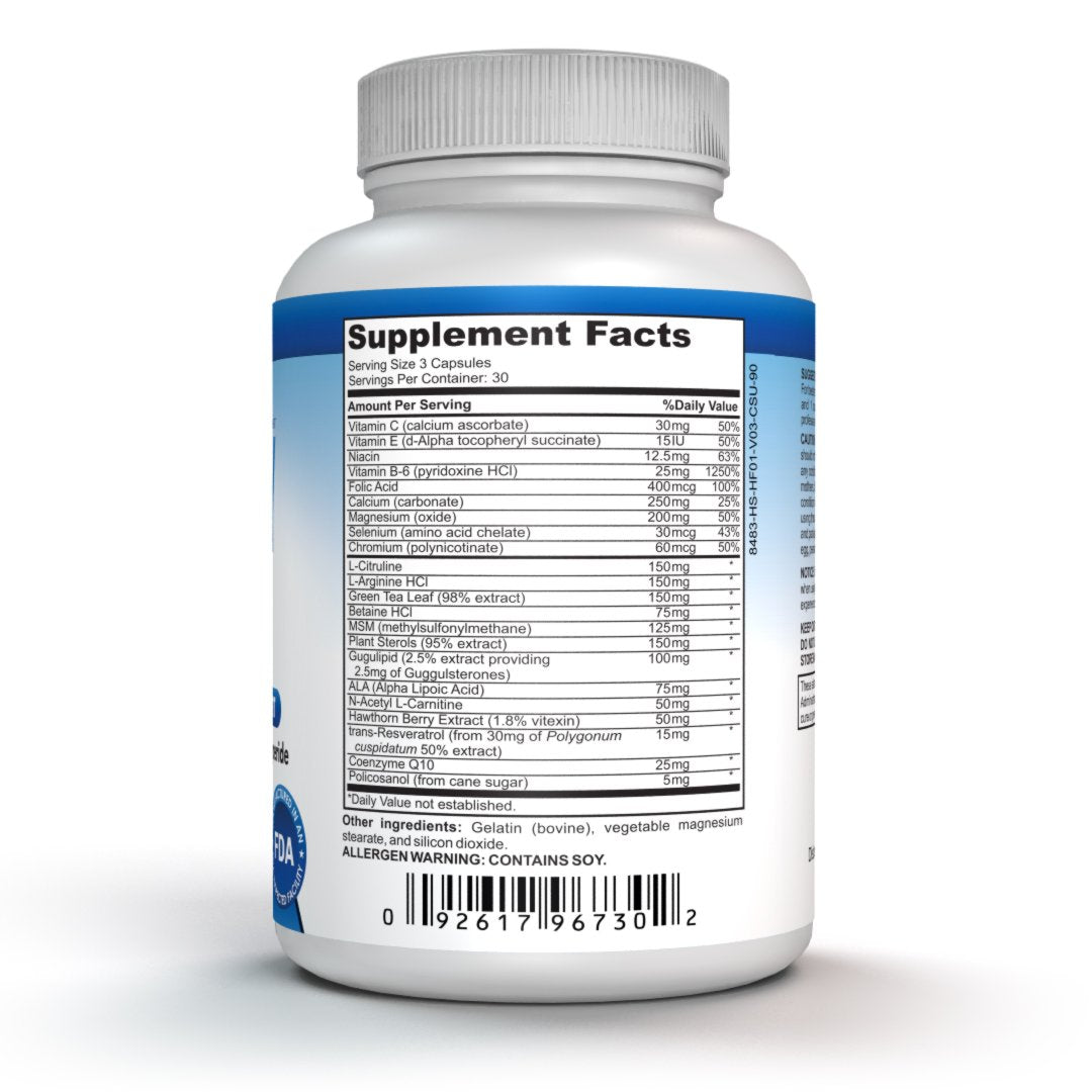 NutraPro Vitamin B-6 tablets shown as part of daily heart health routine.