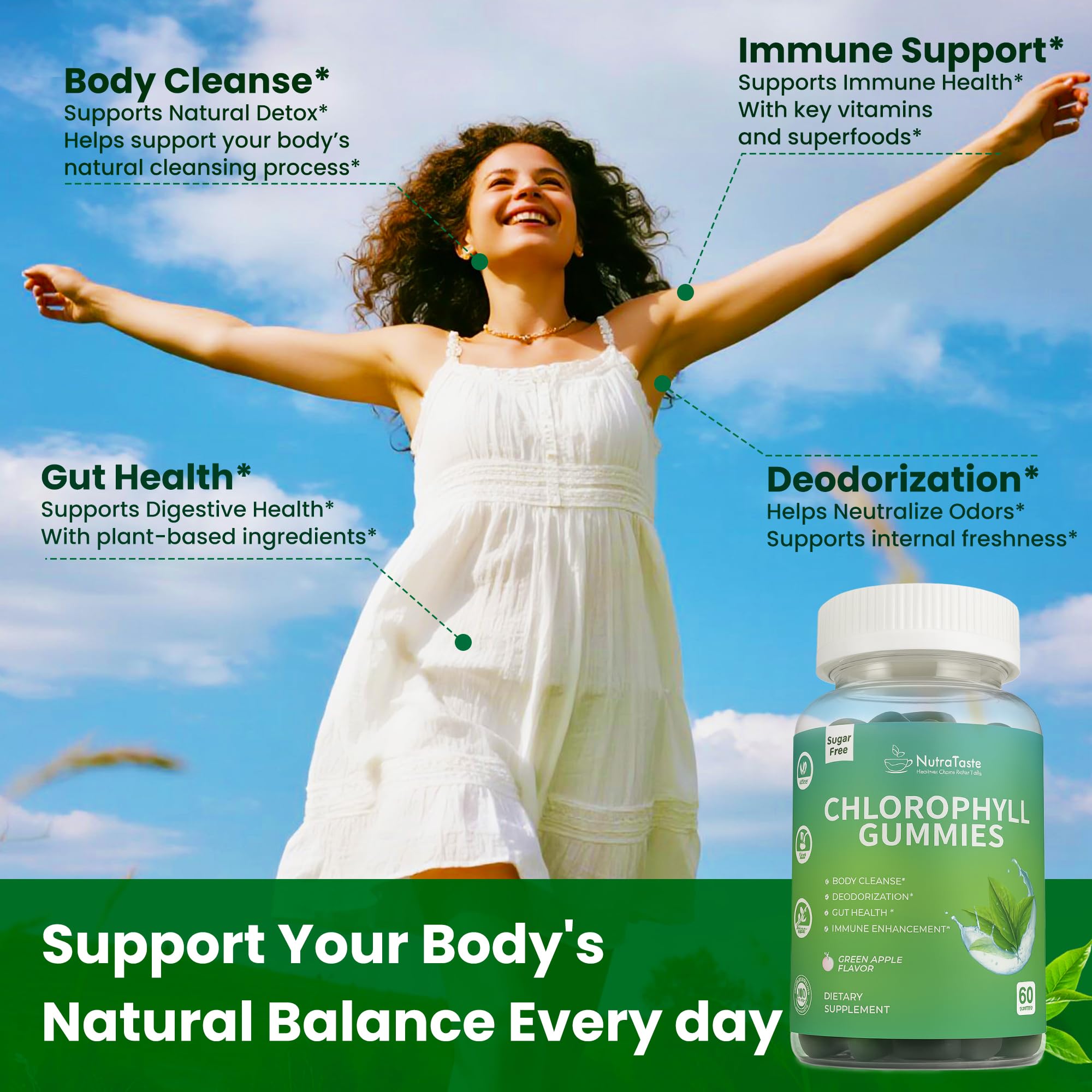 Nutrastaste Chlorophyll Gummies on-the-go pack for busy lifestyles