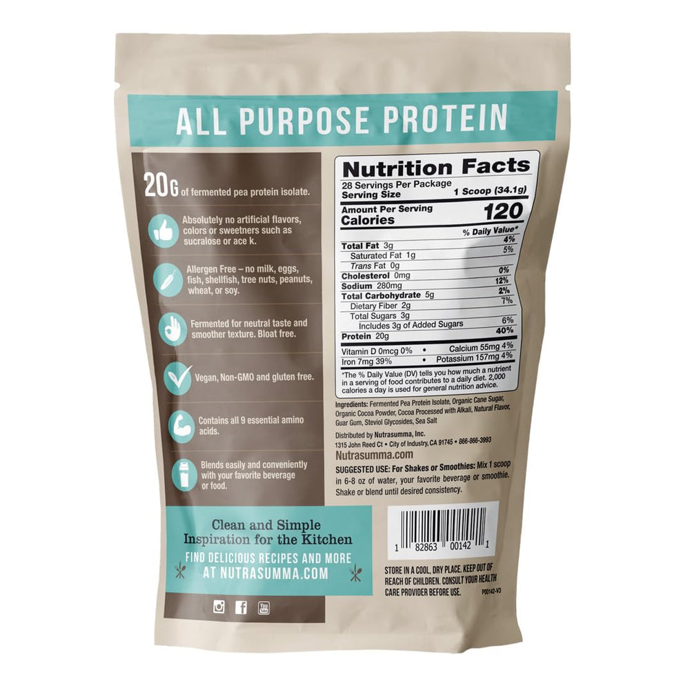 Nutrasumma canister of pea protein powder for convenient at-home use
