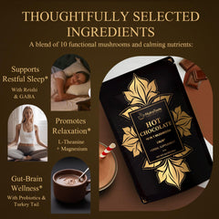 Nutrataste 10-mushrooms blend illustration showcases adaptogens for balanced mood and focus.