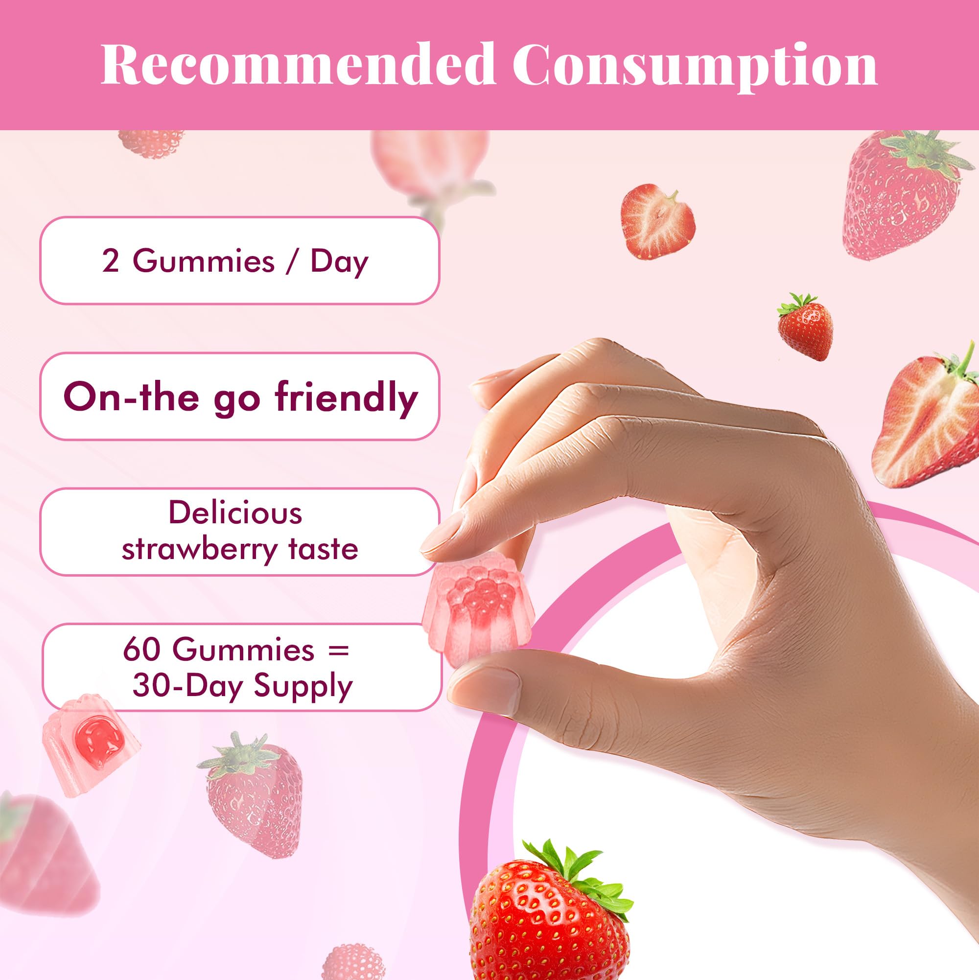 NUTRATASTE Sugar-free strawberry gummies offer flavor with convenient daily use.