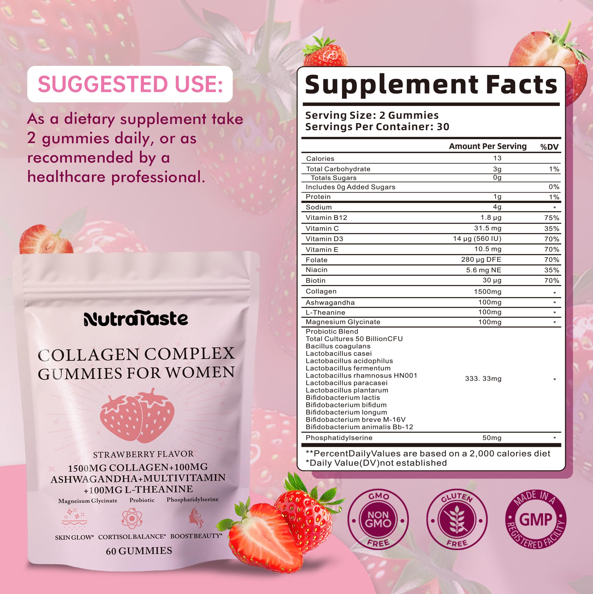 NUTRATASTE Vitamin blend bottle highlights essential nutrients for everyday wellness.
