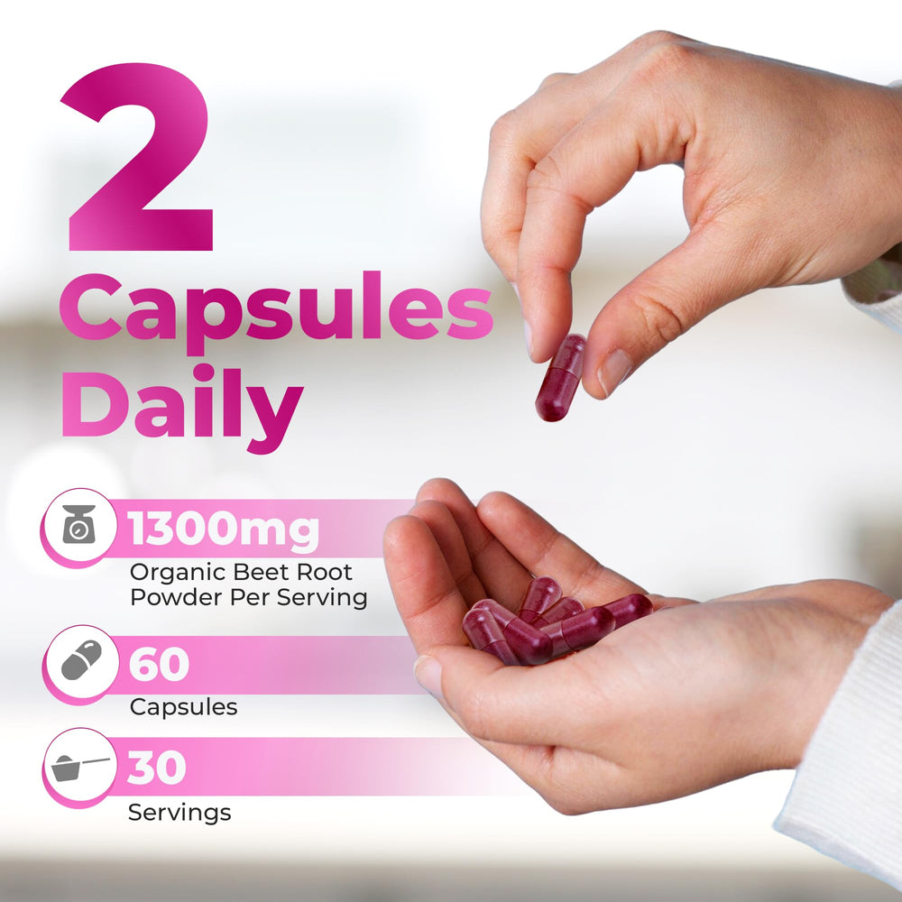 Nutrathrive organic beet root powder closeup showing 1300mg per serving