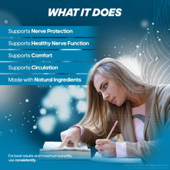 NutraVibe Nerve Restore bottle in hand for on-the-go support
