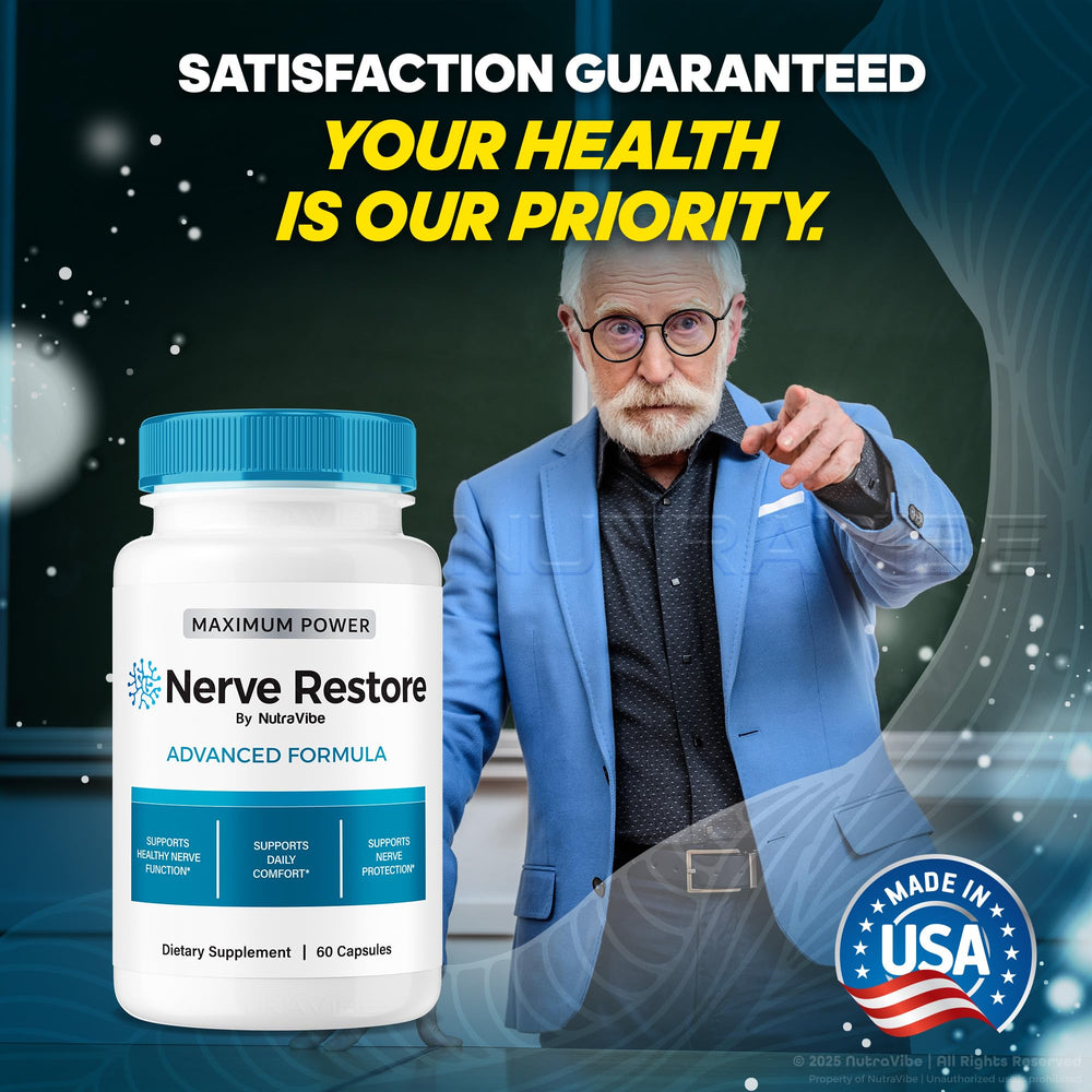 NutraVibe Nerve Restore display surface shows accessible nerve care