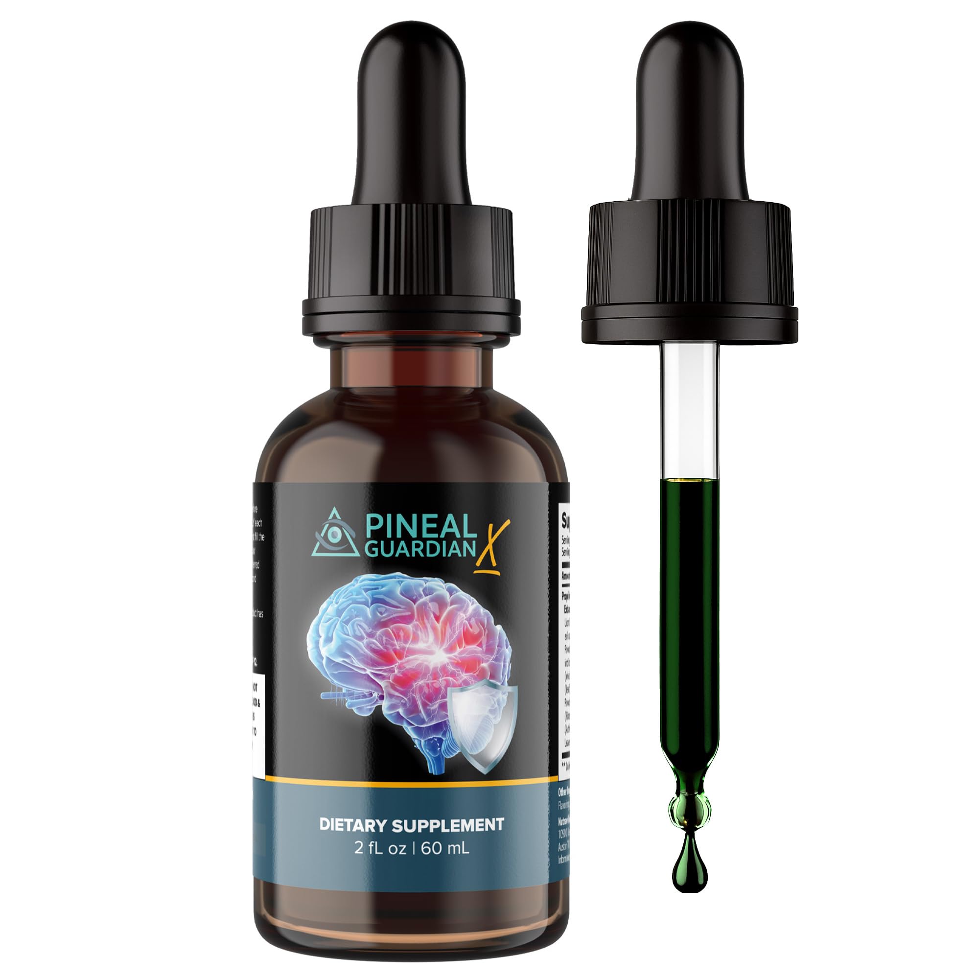 Nutraville Pineal Guardian X drops being poured to support focus and mental clarity
