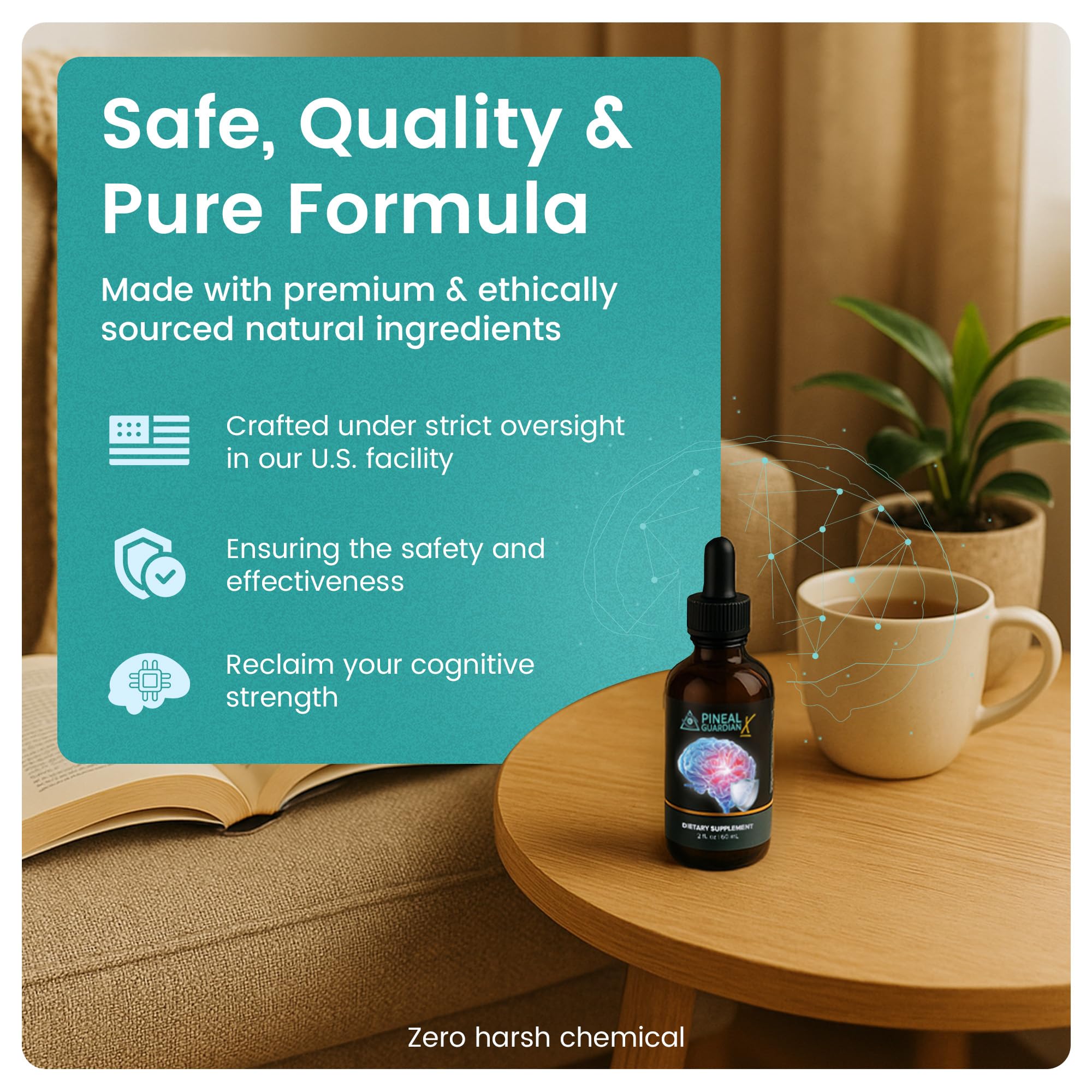 Nutraville Pineal Guardian X label close-up emphasizing clean formula