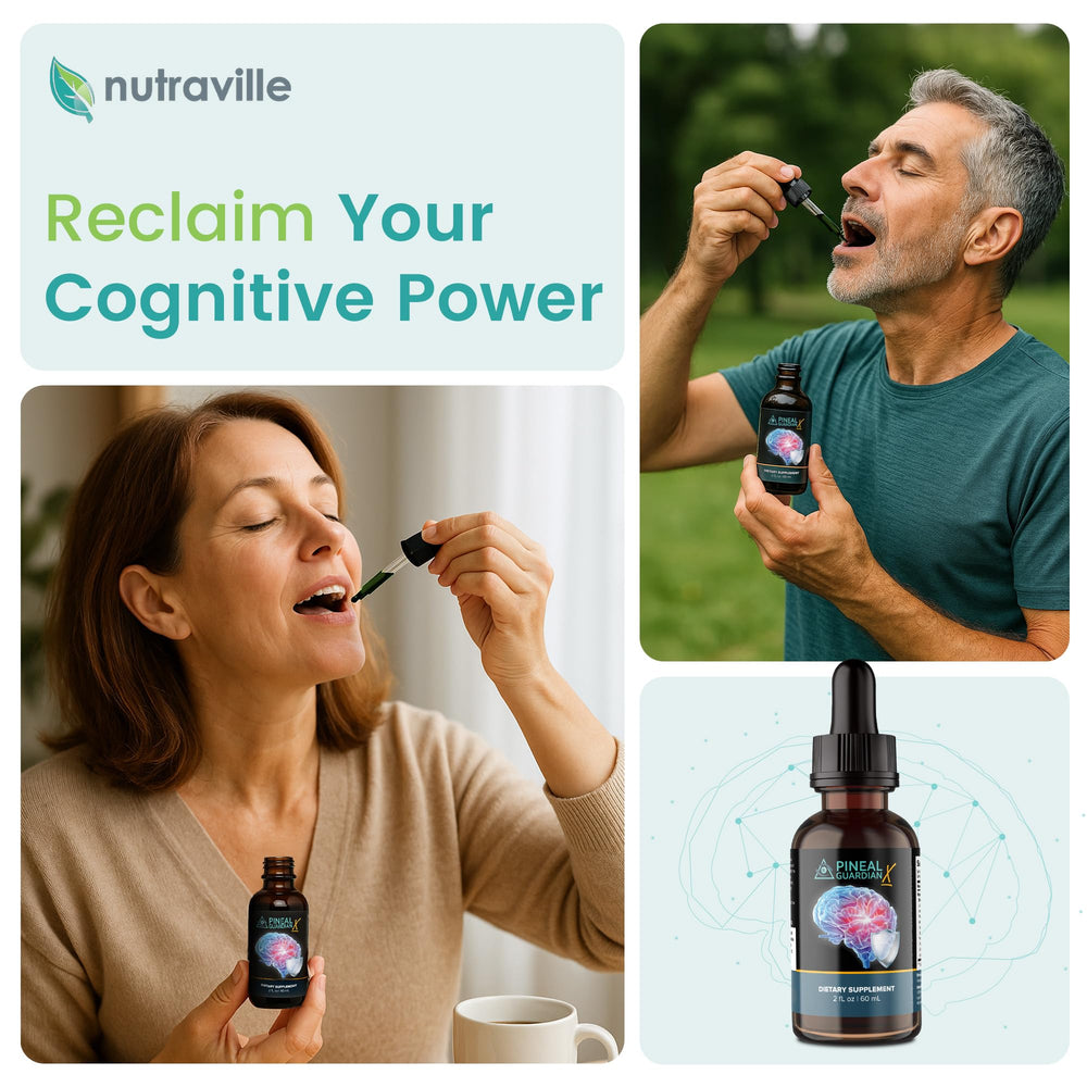 Nutraville Pineal Guardian X Lions Mane mushroom visual representing potential cognitive wellness