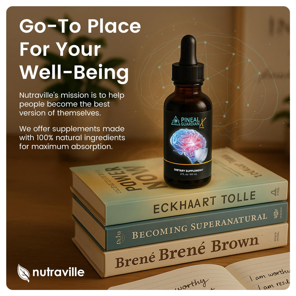 Nutraville Pineal Guardian X product packaging in a wellness setting