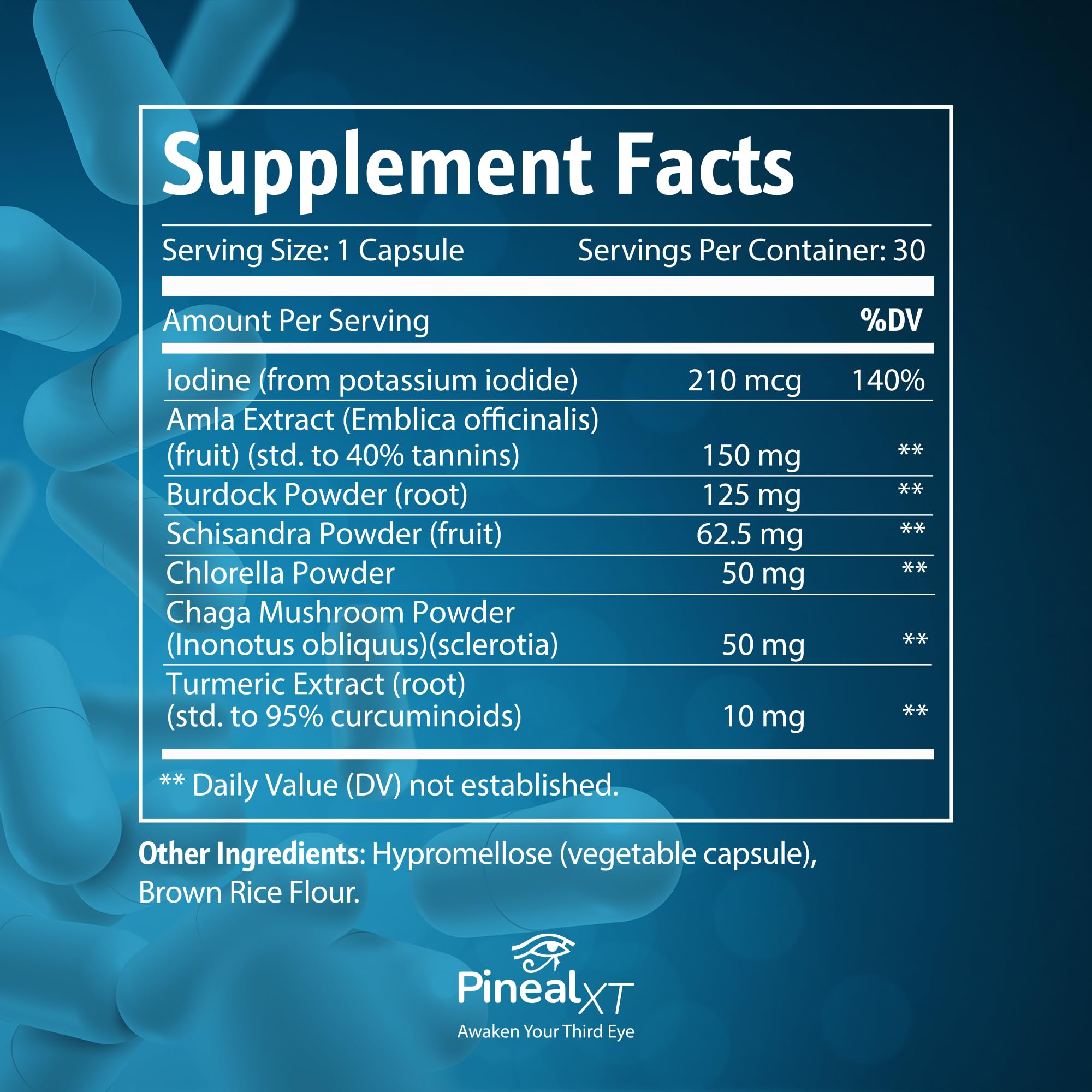 Nutraville Pineal XT Gold capsules poured from the bottle for routine use.
