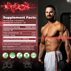 Nutravita gummies bottle side view highlights sugar free and vegan formula for athletes.