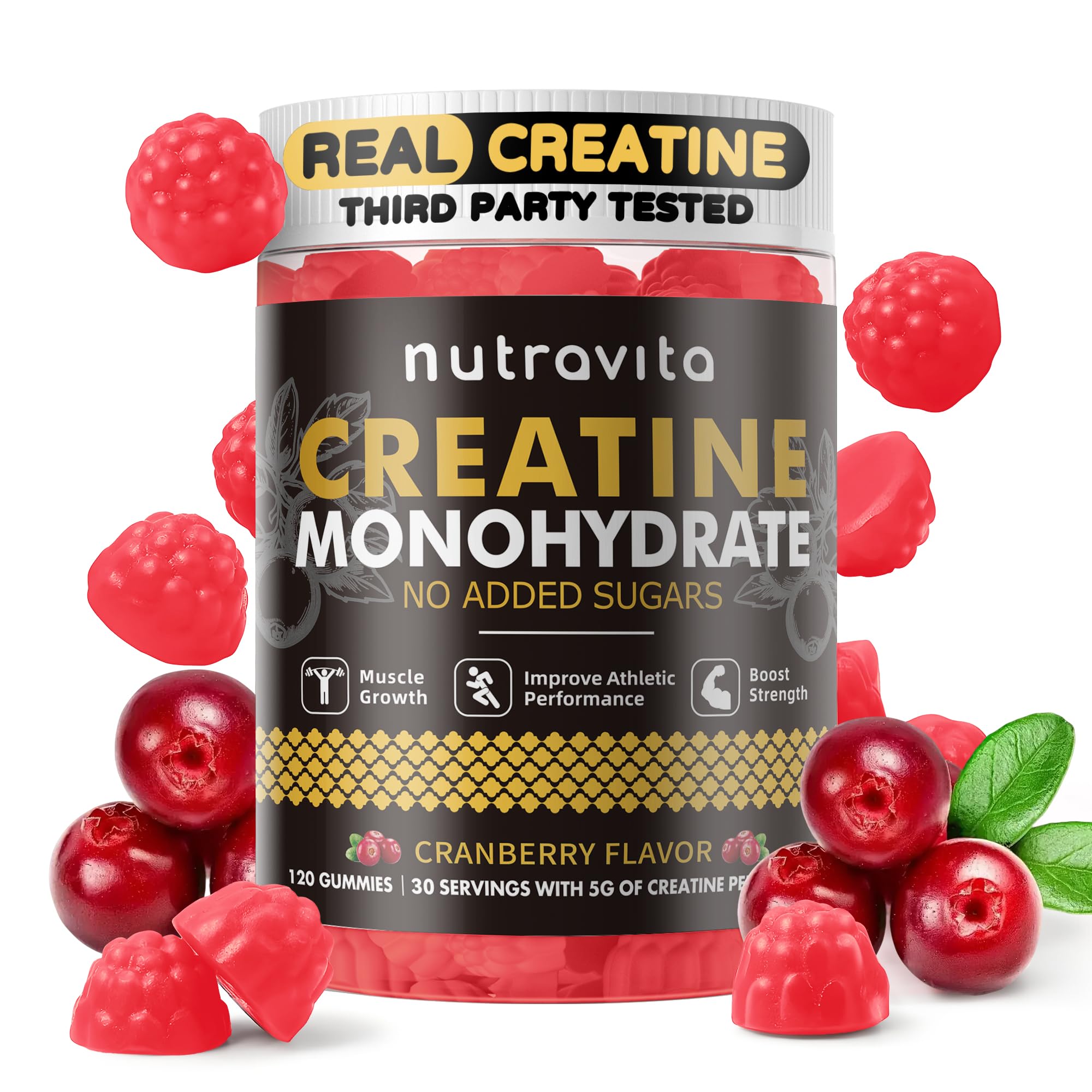 Nutravita creatine gummies product shot signals easy daily use for men and women.