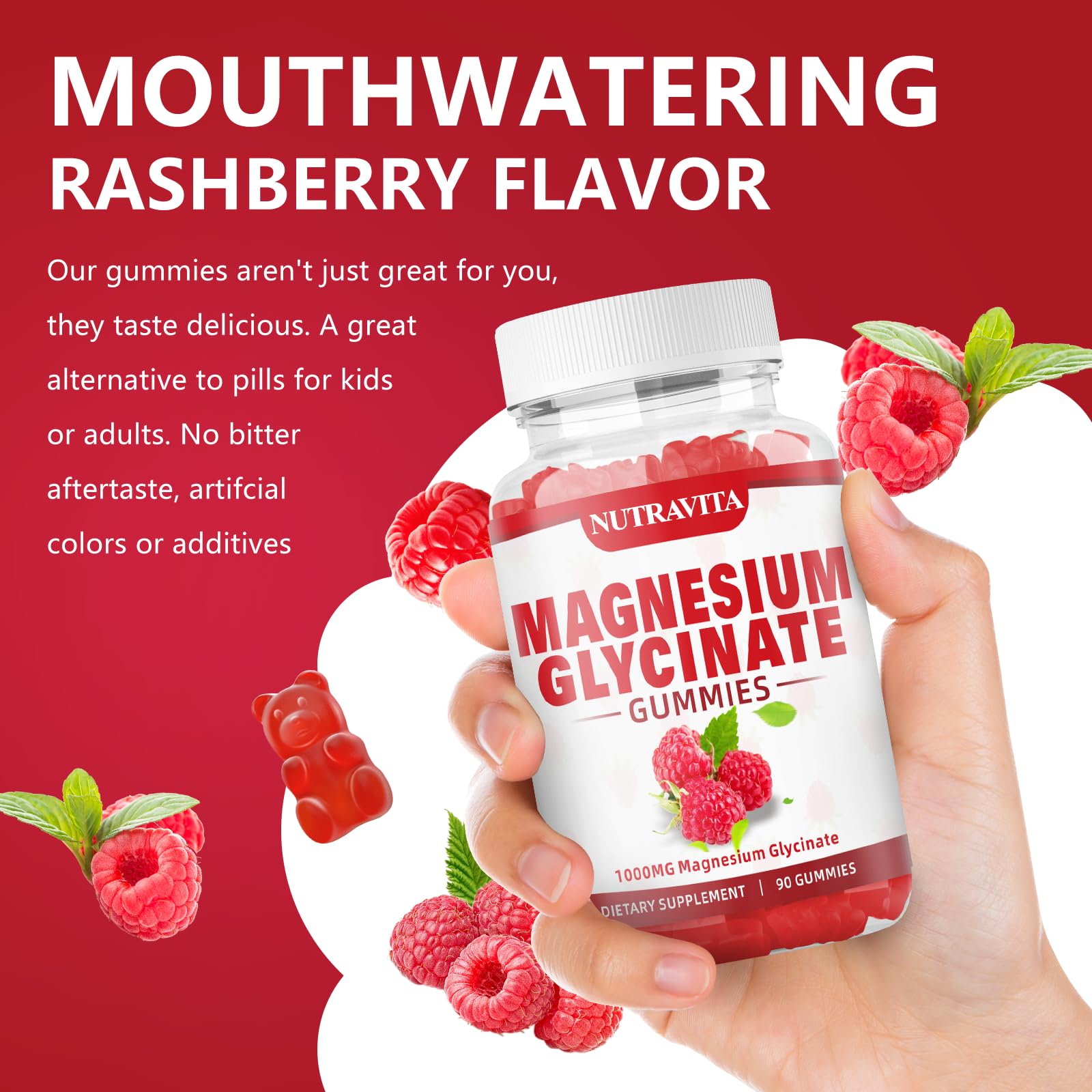 Nutravita Magnesium Glycinate Gummies pack shot shows 90-count bottle