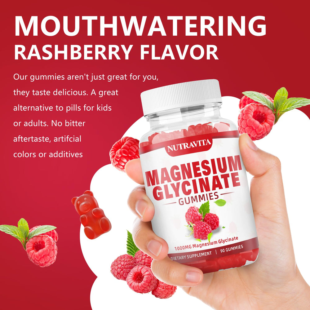 Nutravita Magnesium Glycinate Gummies pack shot shows 90-count bottle